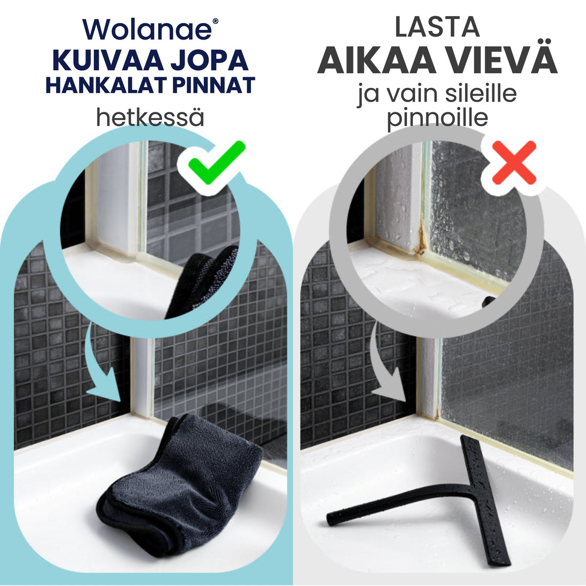 Wolanae-kuivausliina verrattuna lastaan