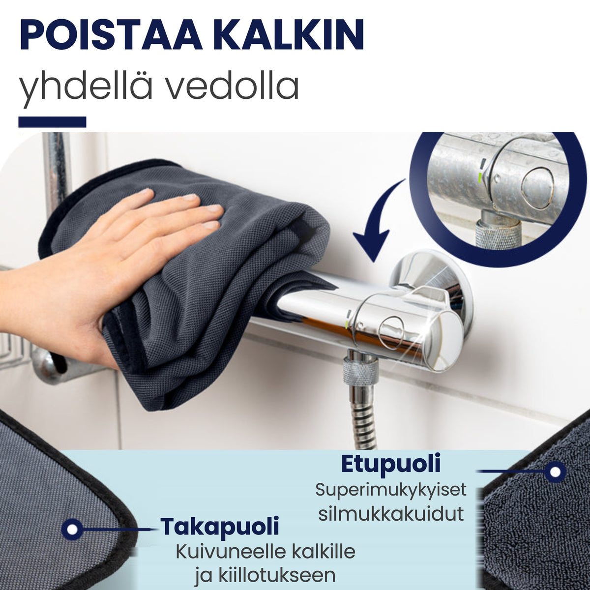 Poistaa kalkin yhdellä vedolla